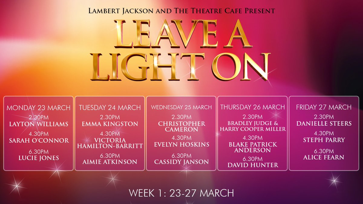 Here is the schedule for week one👇

3 live-streams per day: 2:30pm, 4:30pm, 6:30pm

Please note: We are aware of the current government discussions about lockdown &amp; have plans in place to protect the safety of the artists &amp; to ensure this series still happens! ❤️