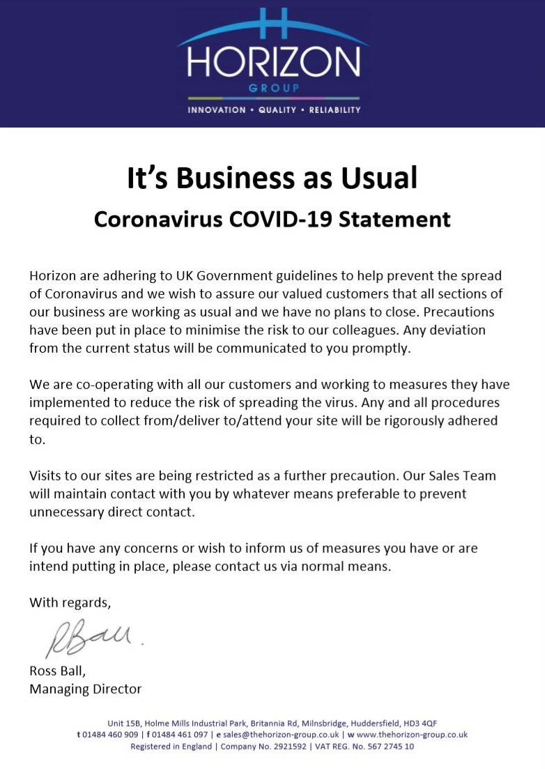 HorizonGroupUK's tweet photo. COVID-19 Statement https://t.co/MRDhhz6suB