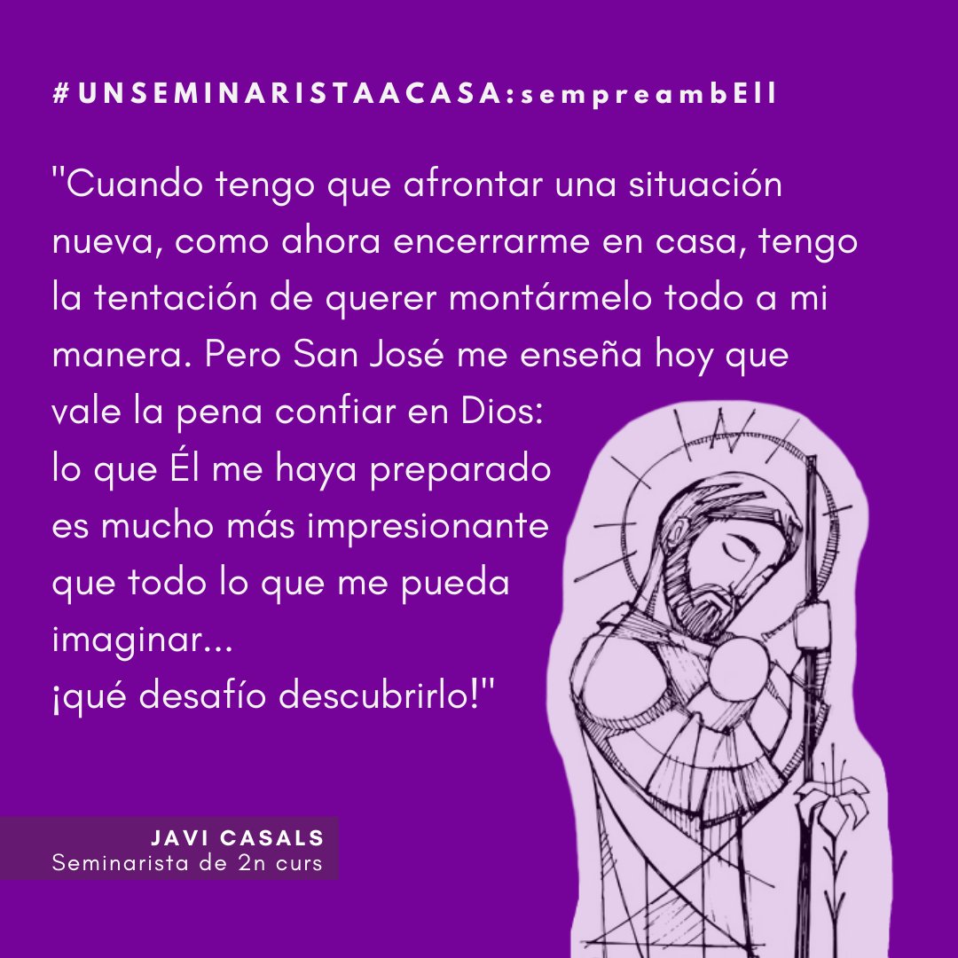 Avui per a nosaltres és un dia especial. #SantJosep patró dels #seminaristes és sempre un model per estar més a prop de #Jesus 
Demanem oracions per als seminaristes del món, per a més vocacions al ministeri ordenat
#unseminaristaacasa #sempreambEll
<a href="/esglesiabcn/">Església de Barcelona ⛪️</a> <a href="/bisbatsantfeliu/">@BisbatSantFeliu</a>