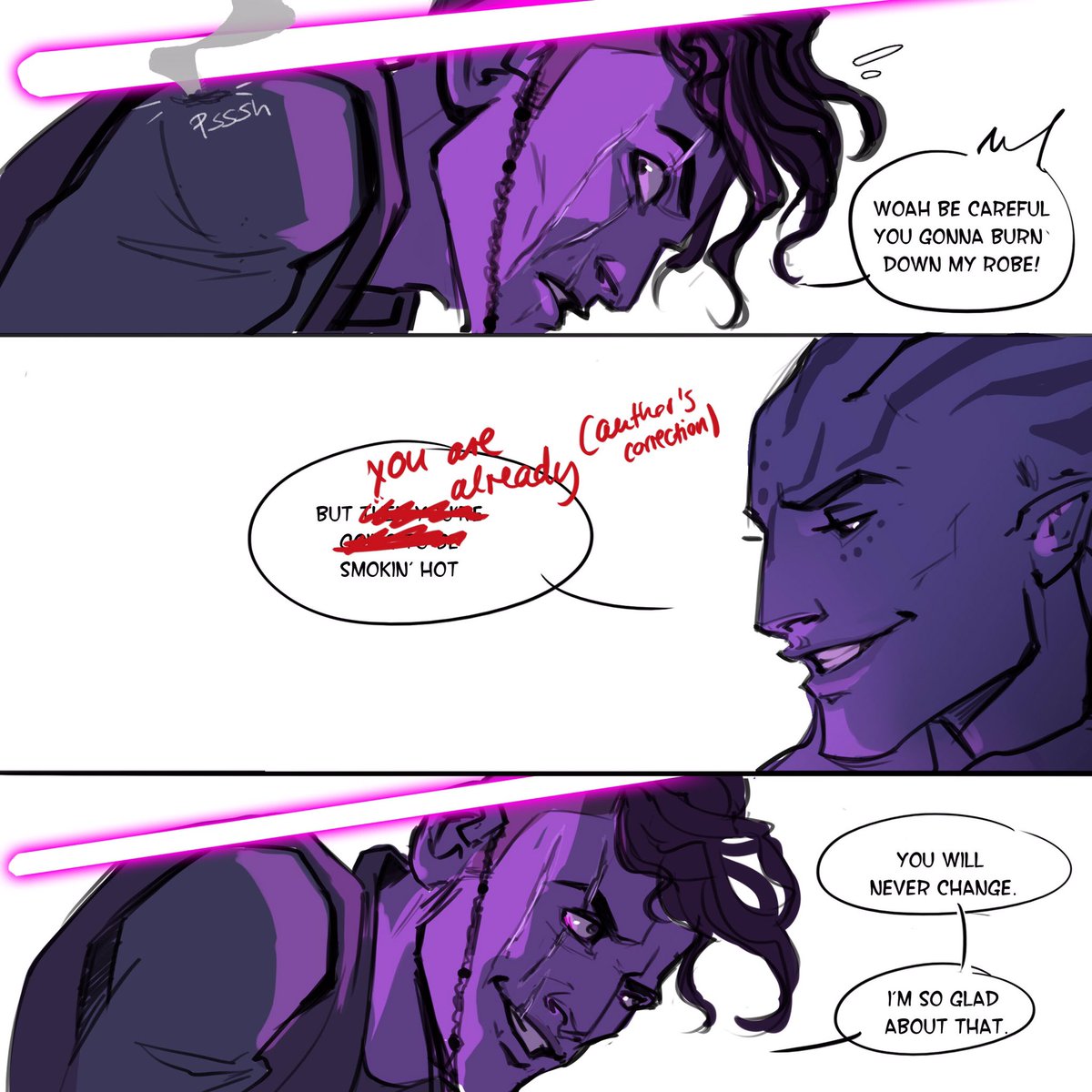 Little birthday present for my buddy @Saeniia ???
This comic is based on an insider/meme from our rps but please appreciate her Star Wars OCs Raxan and Cotan because they are SMOKIN HOT
#starwars #starwsrsoc #originalcharacter #swtor