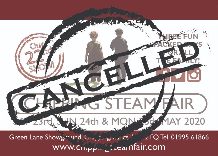 We're so sorry to announce that due to the Coronavirus (COVID-19) we're having to cancel this years event! Please take care of yourselves and support those who need help during this extremely difficult time. We hope to see you all next year. #chippingsteamfair