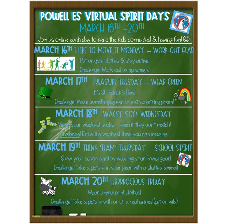 colinpowelles's tweet photo. Our Virtual Spirit Week continues! Wear your school gear today! Today is a great day to be a #proudpuma! https://t.co/An5h48O97X
