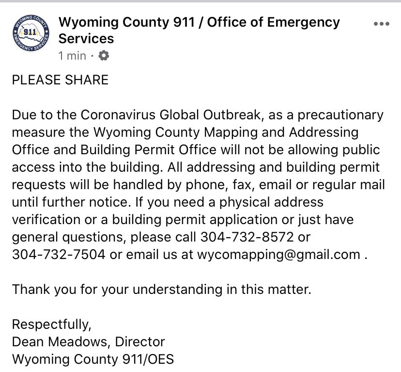 Wyoming County 911 tweet media