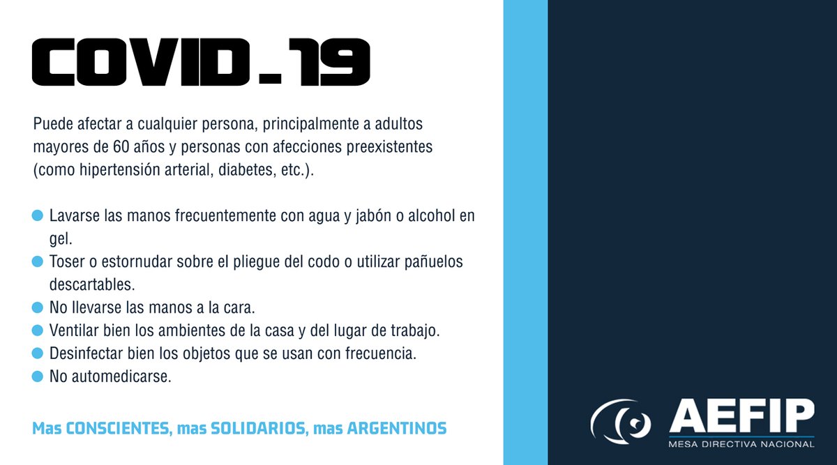 Entre todos pasamos la emergencia sanitaria. Mas Conscientes, Mas Solidarios, Mas Argentinos que Nunca.