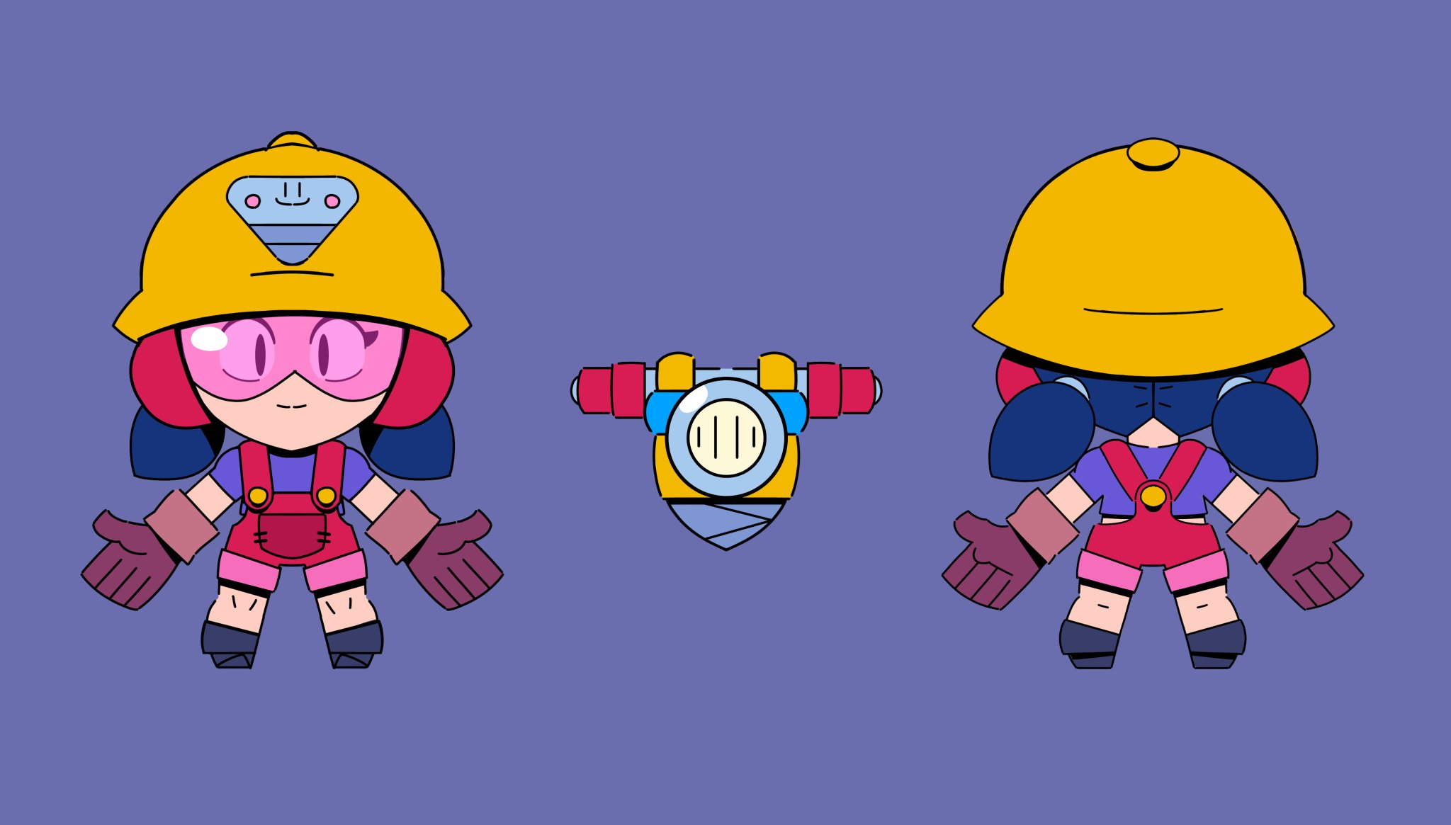 Paul On Twitter Hey Look It S Drilling Noises Jacky Brawlstars Conceptart Characterdesign Jacky