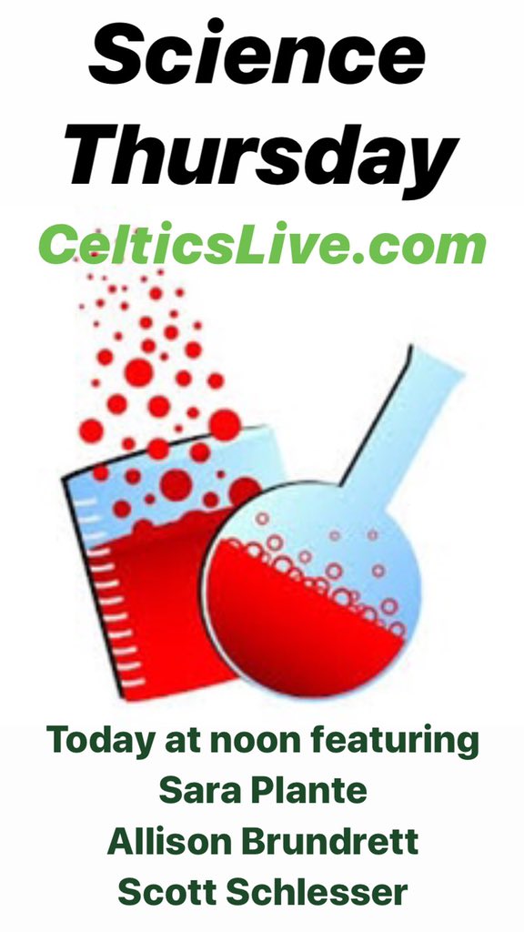 It’s Science Thursday on today’s CelticsLive.com/green-channel “Quarantine Edition” at 12 noon. Tomorrow is Faith Friday. Share what you're doing at home to fulfill your faith life during time of isolation. And start practicing those instruments for virtual recital on Musical Monday!