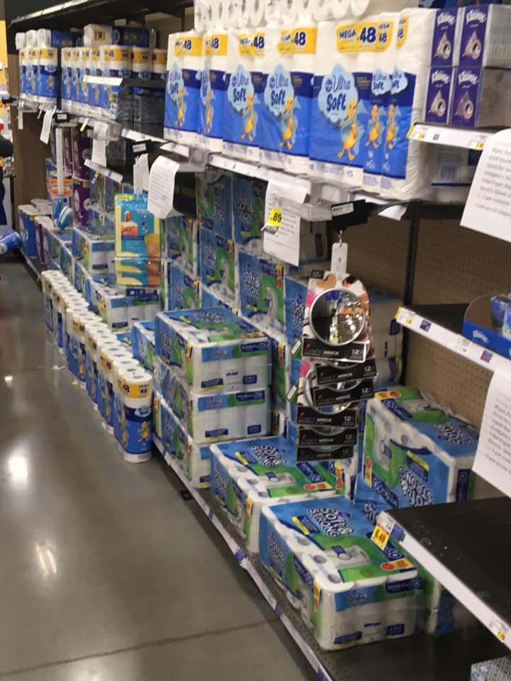 700wlw's tweet photo. Kroger is getting back in their stores items like bread, meat and toilet paper that has been in short supply. These shots are from inside the Clifton store this morning. https://t.co/s1BoeMiDIV