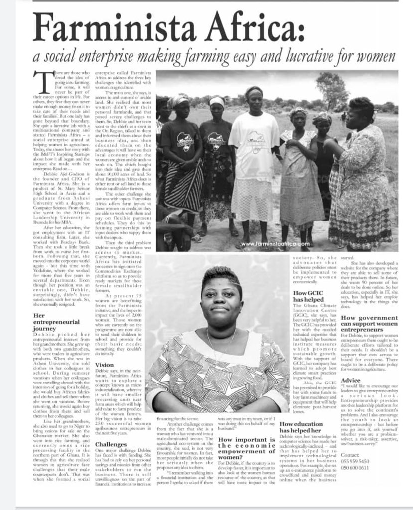 Check out how <a href="/Farminista_/">Farminista Africa</a> is adding to the #Greeneconomy by empowering women smallholders in Ghana.  <a href="/GhaCIC/">Ghana Climate Innovation Centre</a>  @debbie_agodson thebftonline.com/2020/editors-p…