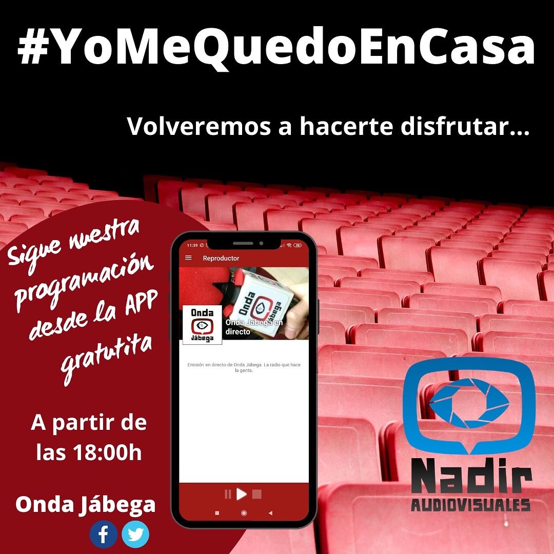 Desde nuestro equipo queremos concienciar del #YoMeQuedoEnCasa, hemos parado junto a todos/as. Puedes seguir nuestra programación especial por el COVID-19  desde <a href="/OndaJabega/">Onda Jábega</a>. Con la responsabilidad de todos y todas esto pasará, volveremos a hacerte disfrutar. #QuédateEnCasa
