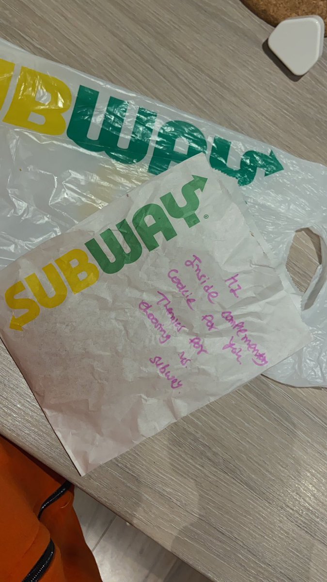 A treacle has entered the shop. Winked at me. Think I’m in there. She’s purchased a meatball marinara melt. Sexual innuendo. Wants Chaz’s six incher. Balls deep. She’s gone to the toilet. Left this on her table. Cheeky. Romantic. Naughty. CM