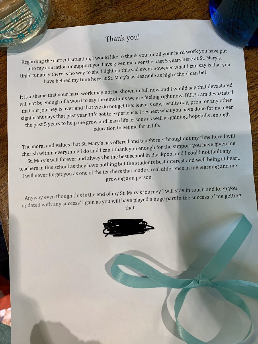 missp7890's tweet photo. I hadn’t quite prepared myself for how emotional today would be. A lovely letter from a year 11 student. https://t.co/yV4jmkKorq