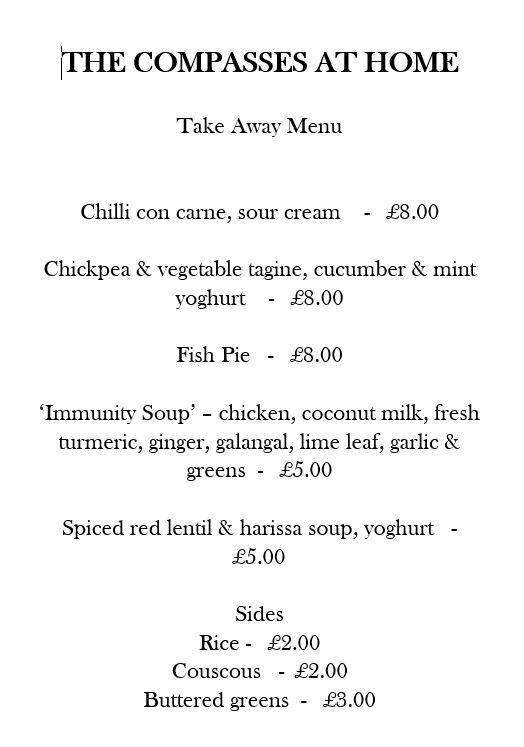 thecompassesinn's tweet photo. Friday's menu. Will grow over next week. Please call 01722 714318 to order. Deliveries from tomorrow (Friday) onwards. 

Fingers crossed!

Love to all from The Compasses Inn. https://t.co/kd4AYkHOAJ