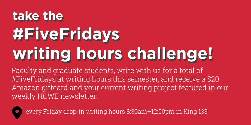 HCWEMiami's tweet photo. In times like these, we know it’s hard to make room for your own writing, so we’re making our weekly Friday Writing Hours online! You can also continue the #FiveFridays challenge. Sign up to get a Webex invite for this Friday’s Writing Hours: https://t.co/GCvO3u5d5C https://t.co/MJiwggbVKy