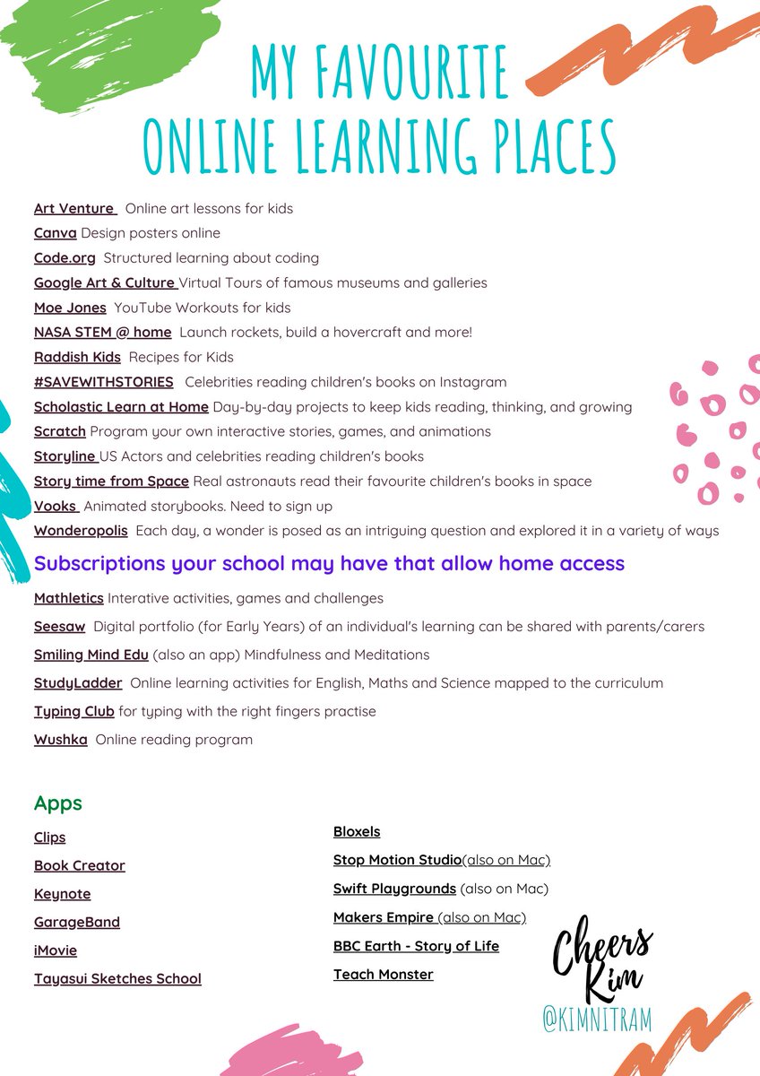 kimnitram's tweet image. I made this for school &amp;amp; thought it could be handy for others right now. #AppleEDUchat #edtechsa #homelearning #coronavirus #schoolclosures