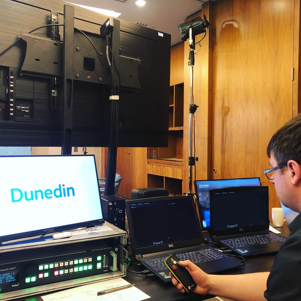 Our client is hosting live streaming of their Annual Partnership Meeting with multiple presenters and "virtual presenters" who were pre-recorded and streamed live during the event. 
Thank you <a href="/DunedinLLP/">Dunedin LLP</a> for continuing with your event and promoting a positive image to businesses.