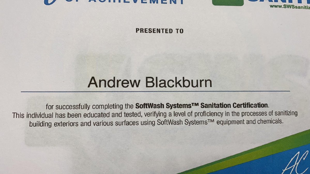 Both Mark and Andy are pleased to have recently completed their SoftWash systems Sanitised Learning Programme.

During these uncertain times, we're still operating as normal and are here to support you.

To get in touch with us 📞 01235 754000