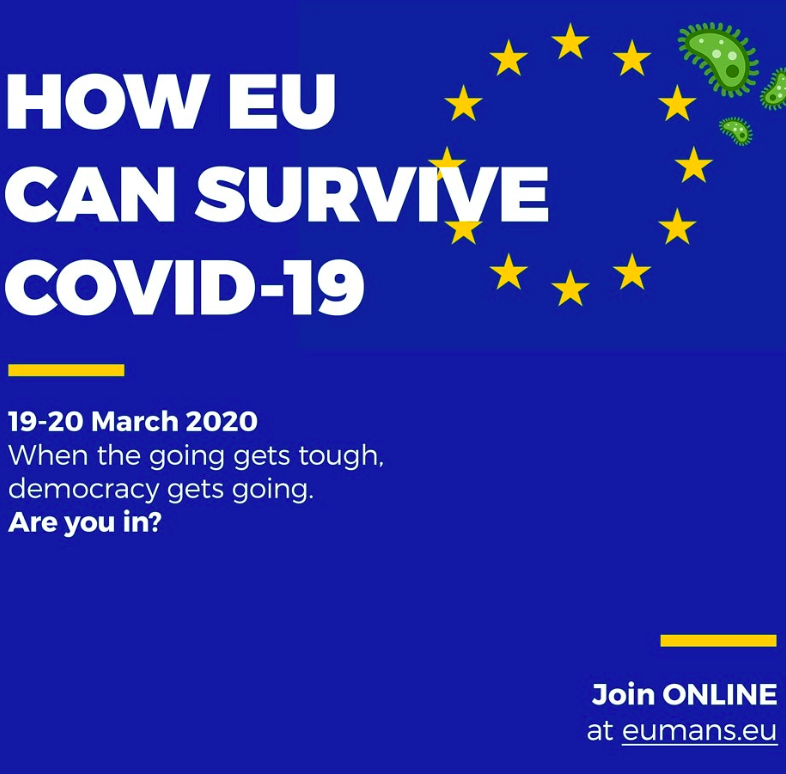 theeumans's tweet photo. 🇪🇺HOW EU CAN SURVIVE #COVID19? LET'S DISCUSS IT! 
Join now the 1st online assembly of European citizens and organisations to discuss the reforms needed for a more democratic and safe Europe:  
👉 https://t.co/dGIwMtpRLY
#coronaviruseurope 
#MakeTheChange
#BuildingDemocracy https://t.co/7BHDepEB2L
