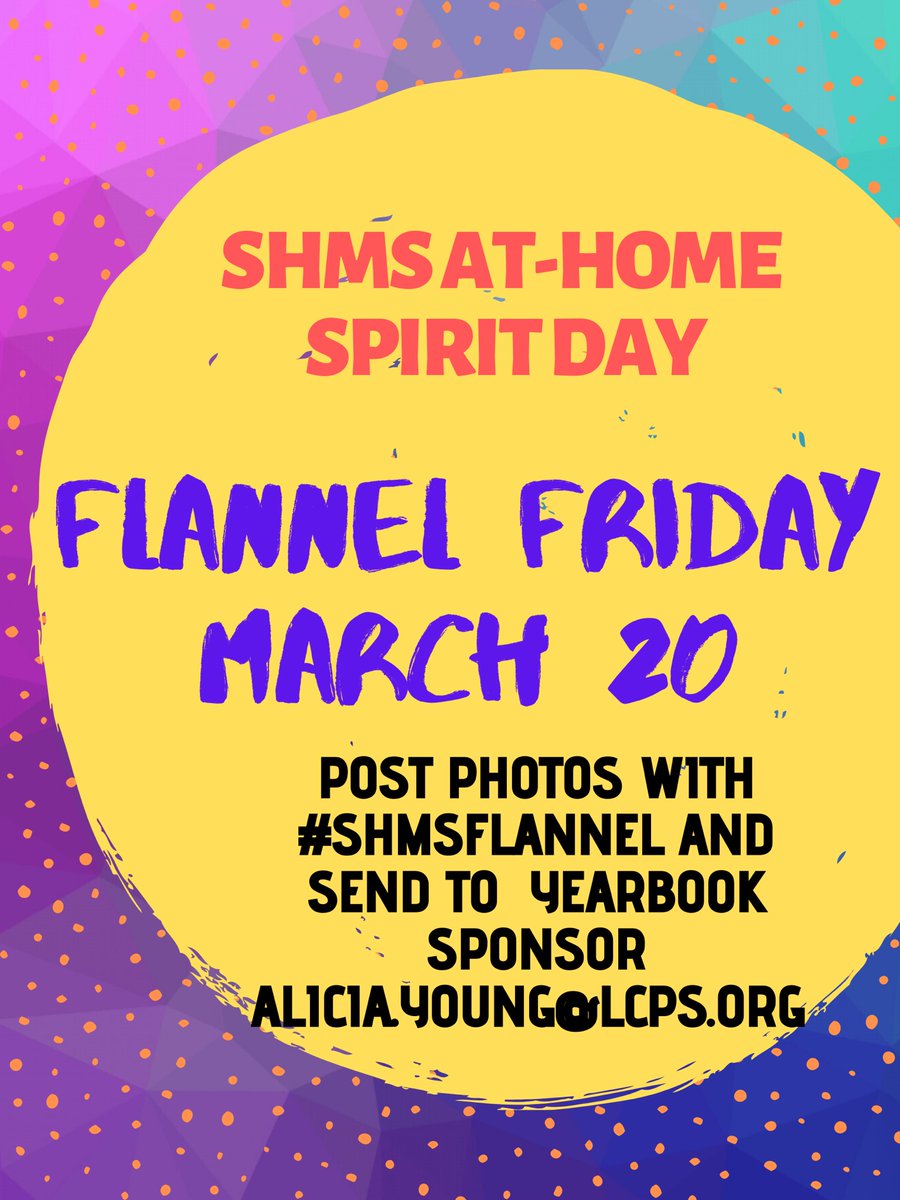Comfy, cozy, and relaxed? That’s the spirit we want to see! Join us for a Stone Hill At-Home Spirit Day - FLANNEL FRIDAY, tomorrow 3/20/2020! #shmsflannel Don’t forget to send photos to Mrs. Young! <a href="/StoneHillMiddle/">Stone Hill Middle</a>