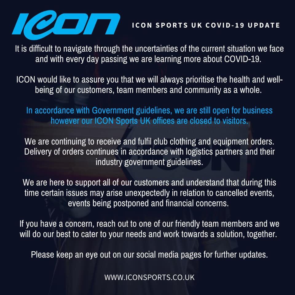 A brief update for our #loyal customers and friends regarding Covid-19.
We are still actively trading and have introduced a #voucher scheme enabling you to 20% OFF ready for when we can all get back to our daily sporting routines 🙌🏻💪🏼
Find out more here:
iconsports.co.uk/gift-vouchers