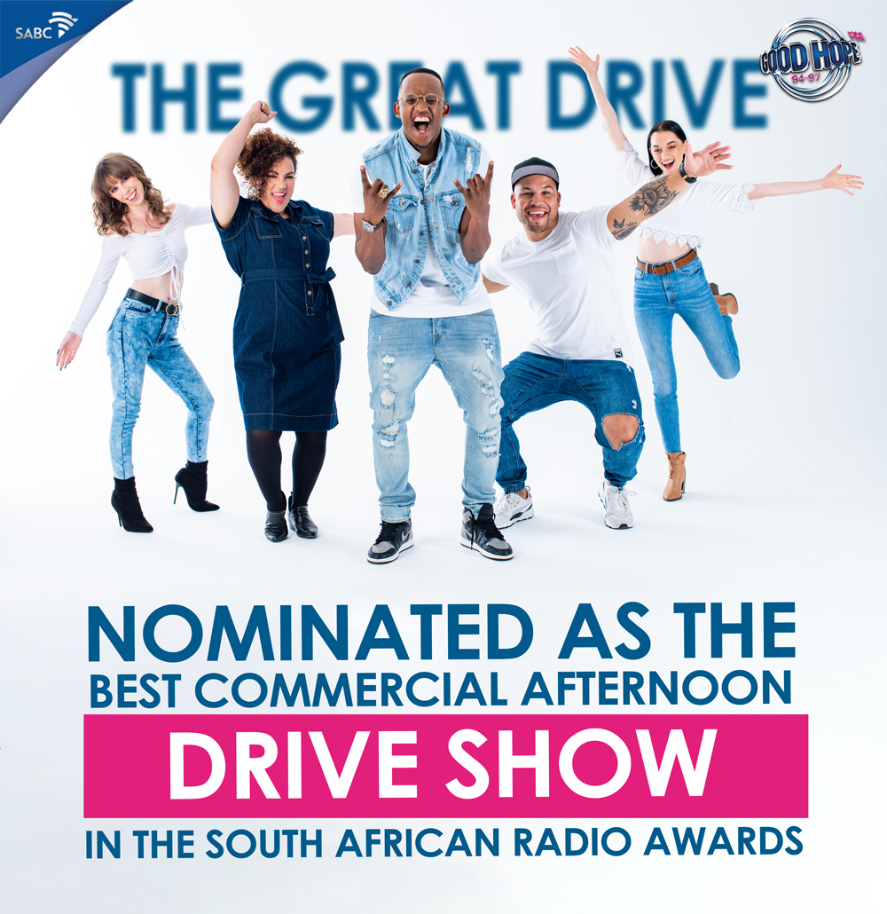 Good Hope FM (@goodhopefm) on Twitter photo Congratulations #TheGreatDrive team for the <a href="/SARadioAwards/">@SARadioAwards</a> Nomination in the Best Commercial Afternoon Drive Show category.💪🏽 👏🙌
🎙️ <a href="/kyeezi/">Kyeezi</a>
📰 <a href="/VaniaCloeteColl/">Vania CloeteCollison</a>
🏉 <a href="/Morgan12Newman/">Morgan Newman</a>
🚦 @MissVickiMac
🎧 <a href="/deluciadaniels/">Delucia Daniels</a>
#BeGreat Congratulations #TheGreatDrive team for the <a href="/SARadioAwards/">@SARadioAwards</a> Nomination in the Best Commercial Afternoon Drive Show category.💪🏽 👏🙌
🎙️ <a href="/kyeezi/">Kyeezi</a>
📰 <a href="/VaniaCloeteColl/">Vania CloeteCollison</a>
🏉 <a href="/Morgan12Newman/">Morgan Newman</a>
🚦 @MissVickiMac
🎧 <a href="/deluciadaniels/">Delucia Daniels</a>
#BeGreat