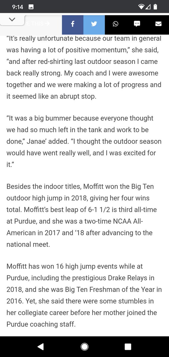 OHXC_OHTF's tweet photo. Article in the @Marion_CT today featuring OHTF Lady Eagle Alum Janae Moffitt her career at @PurdueTrackXC and what now lies ahead. #GetUpJ #BeUncommon @janaemoffitt97 https://t.co/g4wS5rAglu