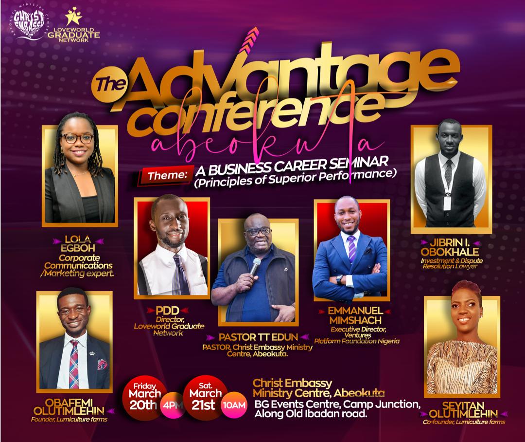 amcgpstv's tweet photo. IT'S HERE🎊💃🏽🔥

ADVANTAGE CONFERENCE WITH HIGHLY ESTEEMED PASTOR TT EDUN..

Honestly, it's a must-attend!!
🔥🔥🔥

#TheAdvantageConferencewithPtt
#TACABEOKUTA
#TAC2020
#LGNRULES
#loveworldgraduatenetwork
#monthofKnowledge
#upgrade
#yearofPerfection https://t.co/ZulLXa7b9z
