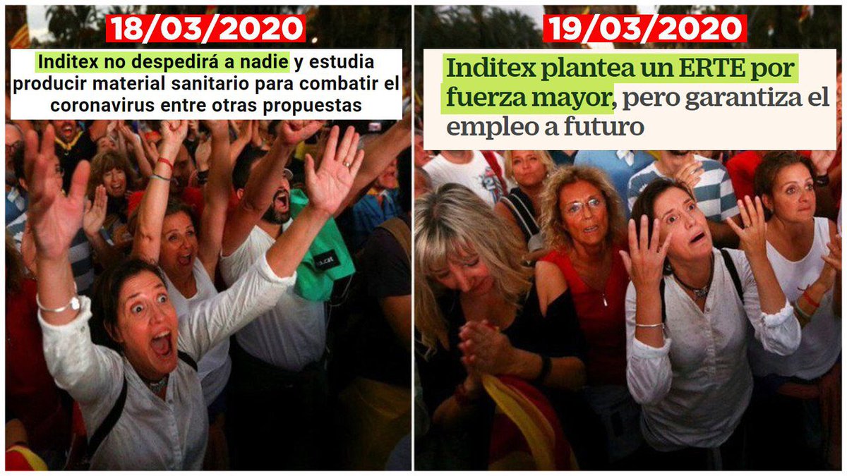 protestona1's tweet photo. Casi 4.000 millones en beneficios declara Inditex...

Y “Don Amancio” 😉 plantea un ERTE, para que paguemos con dinero de todos el 75% de los sueldos de sus empleados. 

Eso sí, nos va a regalar unas pocas de mascarillas a cambio. https://t.co/4lser3yzC2