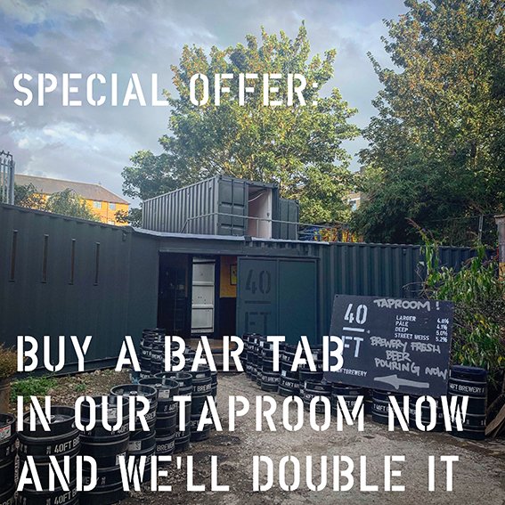 We all need some good news! 

We are offering to DOUBLE YOUR BAR TAB at our taproom, that's 2 for 1 on our draft beers. 

Please share and support your neighbourhood brewery.
 
tinyurl.com/yx85t5dy