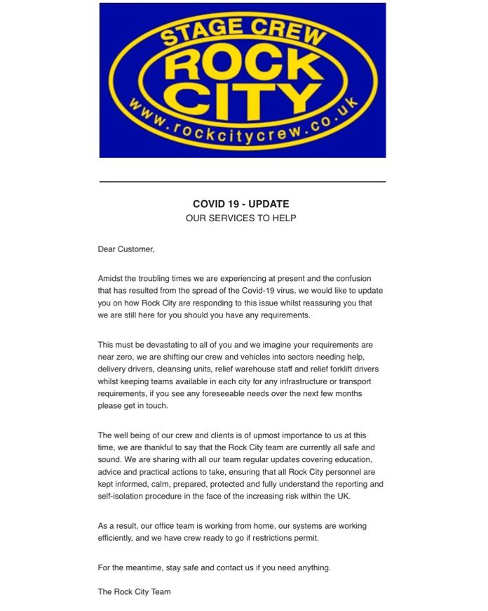 COVID-19 Update: We Are Here to Help! 👷‍♀️👷‍♂️ #coronavirus @AFO_Festivals