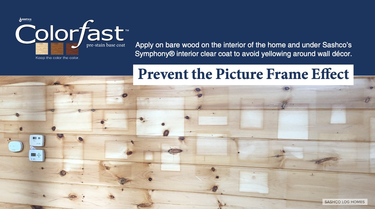 sashcologhomes's tweet photo. Why Colorfast? Prevent picture-frame effect on interior wood. Apply on bare wood on the interior of the home and under Sashco’s Symphony® interior clear coat to avoid yellowing around wall décor. https://t.co/lmJ4MLRkzt
