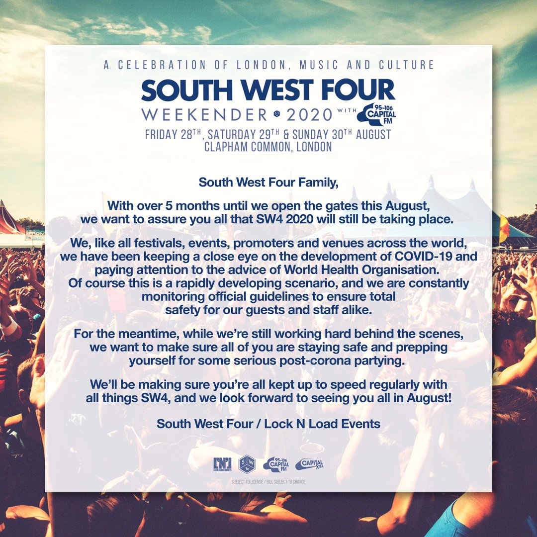 southwest4's tweet photo. An update on #SW42020 & the development of COVID-19. Stay safe + keep the music alive. https://t.co/s23fyMwQyC