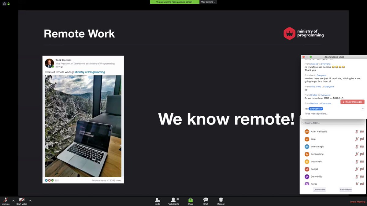 MOPsocial's tweet photo. Today we had an All Hands video call with 81 people simultaneously. We keep operating at full speed in all circumstances!

#remotework #powerofmany #remote https://t.co/cO3p082RQY