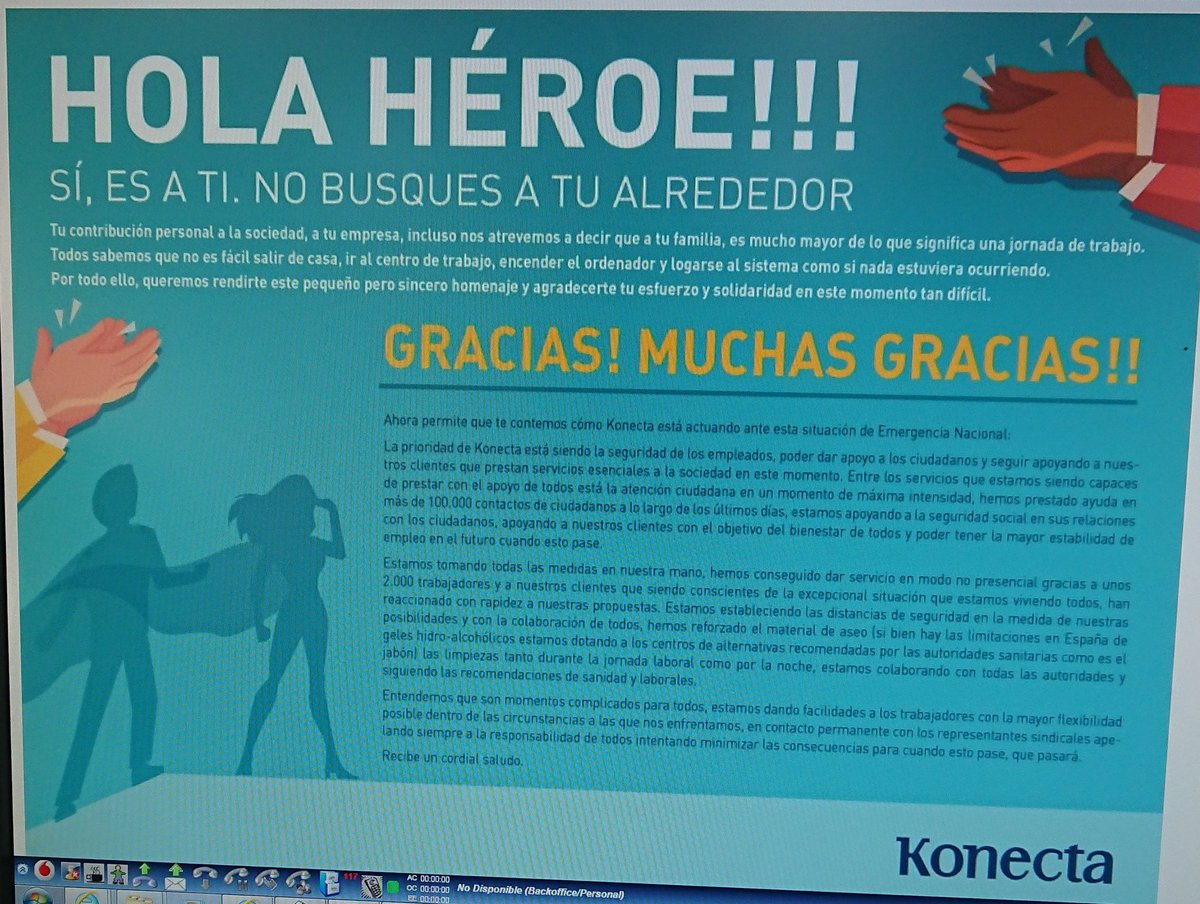 27Karma77's tweet photo. @oscar_puente_ @DiadeValladolid Porque se han desalojado otros call center de España y #KONECTAVIRUS, sigue operativo?
Xq no están obligados a proporcionarnos EPIS?
XQ NO ESTÁ LA EMPRESA OBLIGADA A INFORMARNOS DE NADA.
ESTÁ ES LA MEDIDA ADOPTADA, LLAMARNOS HÉROES!! DE VERGÜENZA! https://t.co/z92JGnew2L