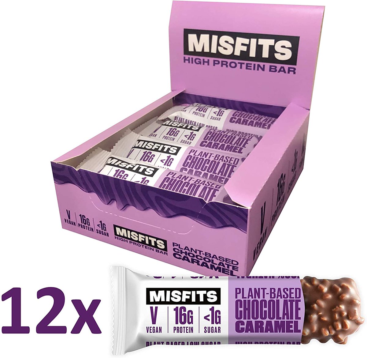 Proteinbarsuk's tweet photo. https://t.co/3p4hYodzct  Misfits Vegan High Protein Low Sugar Bar - Chocolate Caramel (12 x 45g Bars) https://t.co/B2sZWusYEa