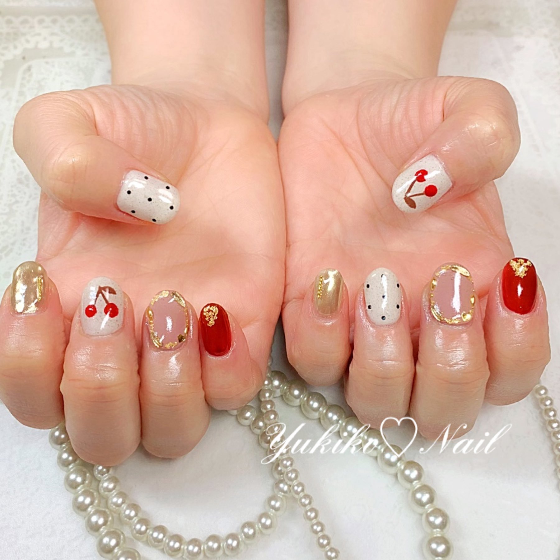 つかもと えんどう ゆきこ 要町ユキコネイル No Twitter お客様ネイル リピーター様のネイル です 持ち込み画像を参考に甘辛mixなさくらんぼ ネイル に 今日も楽しくありがとうございました ユキコネイル チェリーネイル さくらんぼネイル 春ネイル 要