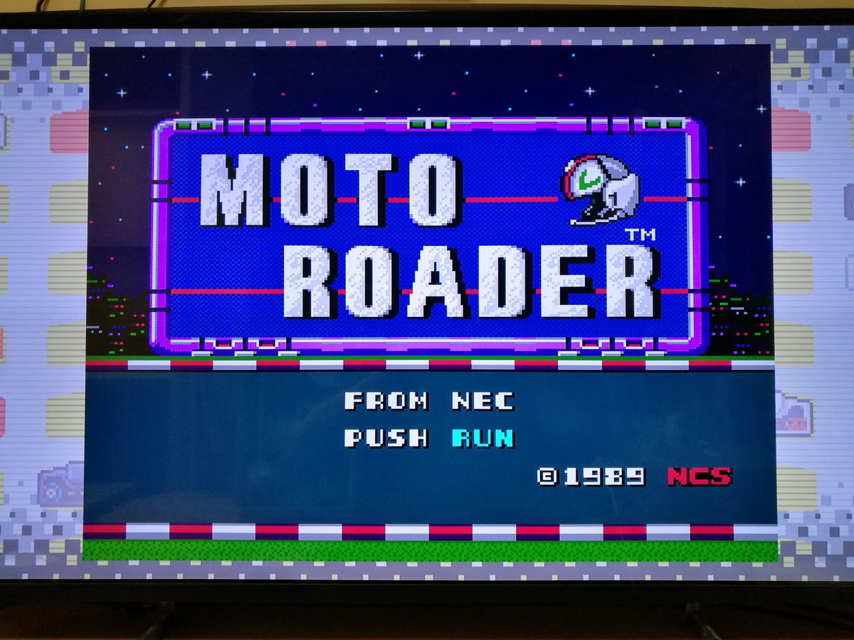 Kentz7979's tweet photo. 初クリアはコレになりました!
ゲームらしいレースゲームで小さい頃から大好きだったやつ〜😄
#PCエンジンミニ
#PCエンジンmini
#モトローダー
#MOTOROADER https://t.co/dSQvrzaeOs
