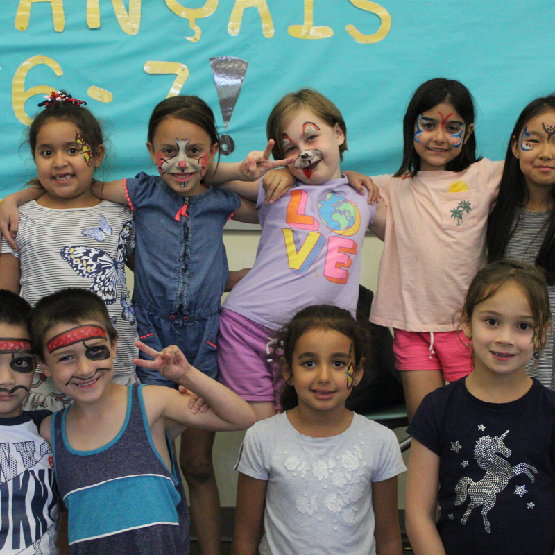 WISsummercamp's tweet photo. With so much fear and trauma all over the world, we just wanted to take a moment and spread some cheer and happiness. Our French Language Immersion Campers were super excited about apprennent des phrases en français. (And facepaint.) https://t.co/Fda1Dw0UMR
