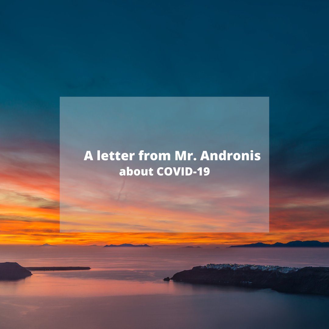 Read the full letter of Mr. Andronis about COVID-19 here: 
andronisexclusive.com/a-message-from…
________
#AndronisExclusive #Santorini #Athens #StaySafe #LivetoTravel #LuxuryExperiences #LuxuryTravel