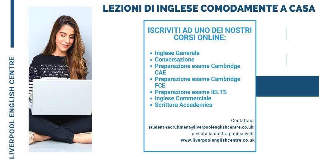 info_LEC's tweet photo. Lezioni di inglese online,la soluzione perfetta per l’apprendimento a distanza, ad un prezzo accessibile. 😀

Per maggiori info:
student-recruitment@liverpoolenglishcentre.co.uk

#onlinelessons #corsoonline #andràtuttobene #imparaingleseonline #ingleseadistanza #englishonline https://t.co/AmArlJsnDd