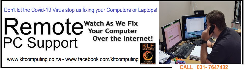 klfcomputing's tweet image. COMPUTER SUPPORT

KLF Computing is still providing in-house and onsite computer support ...But if you need it and Covid-19 is a worry we can still help!! Call 031 7647432

KLFCOMPUTING.CO.ZA - facebook.com/klfcomputing

#remotecomputersupport #onsitecomputersupport
