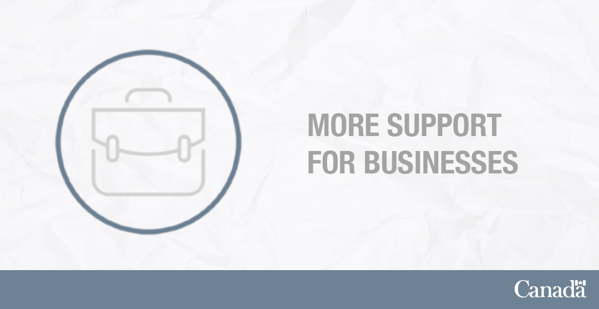 FinanceCanada's tweet photo. #EconomicResponse measures are now in place to support Canadian businesses. Find out more: https://t.co/w7tzCJwYhP #COVID19 https://t.co/dAPuHFknZo