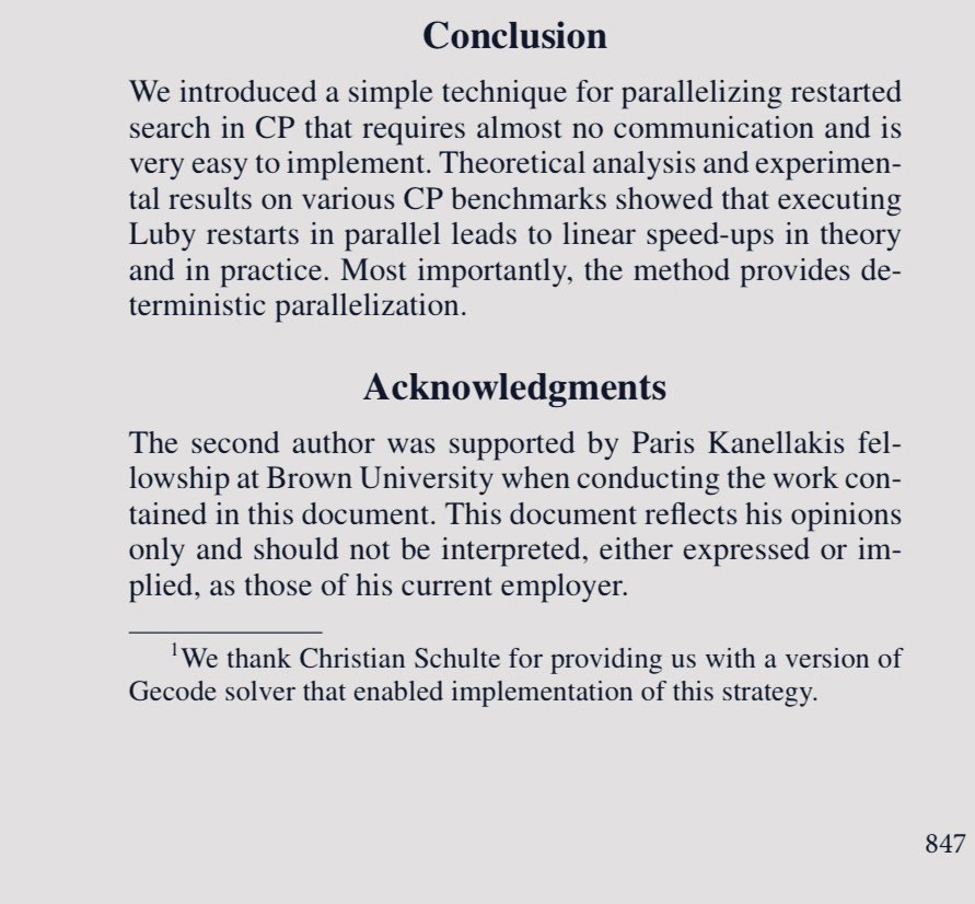 serdar_kadioglu's tweet photo. And I remember this vividly; @andre_a_cire and I were working on parallel restarted search for CP solvers, and needed an internal bit from #Gecode.
We emailed Christian, and literally within an hour or so, he pushed a new feature branch for us. https://t.co/WnZ8KUGqlT