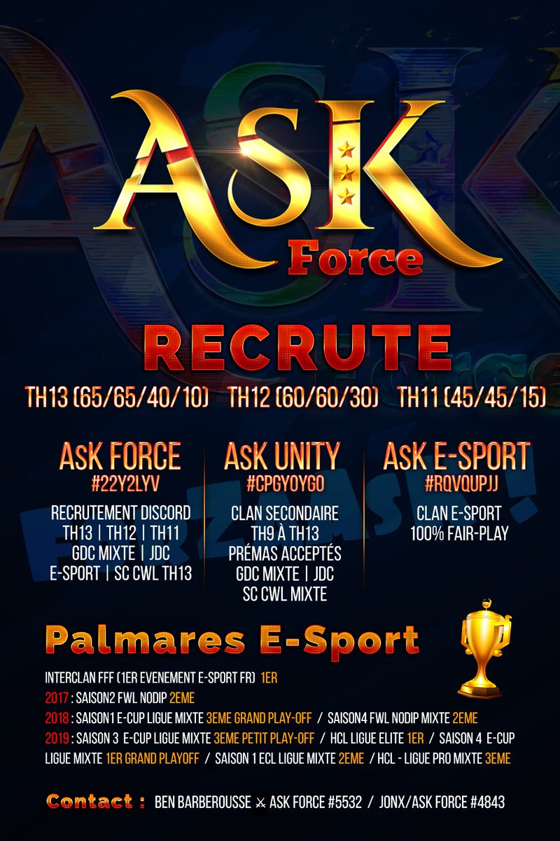 🔥 Nous recrutons !! 🔥

#ClashOfClans
