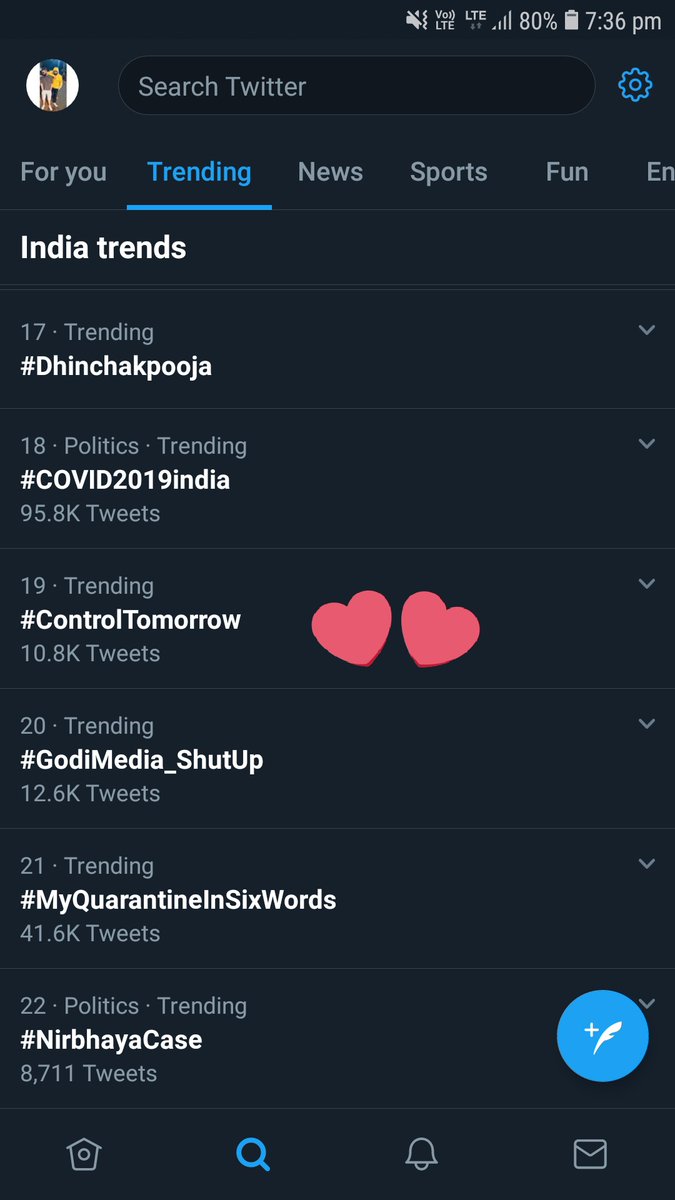 Priyal_krusher's tweet image. Trending on 19th position with 10.8K tweets! Kya baat hai doston.🧡

#ControlTomorrow