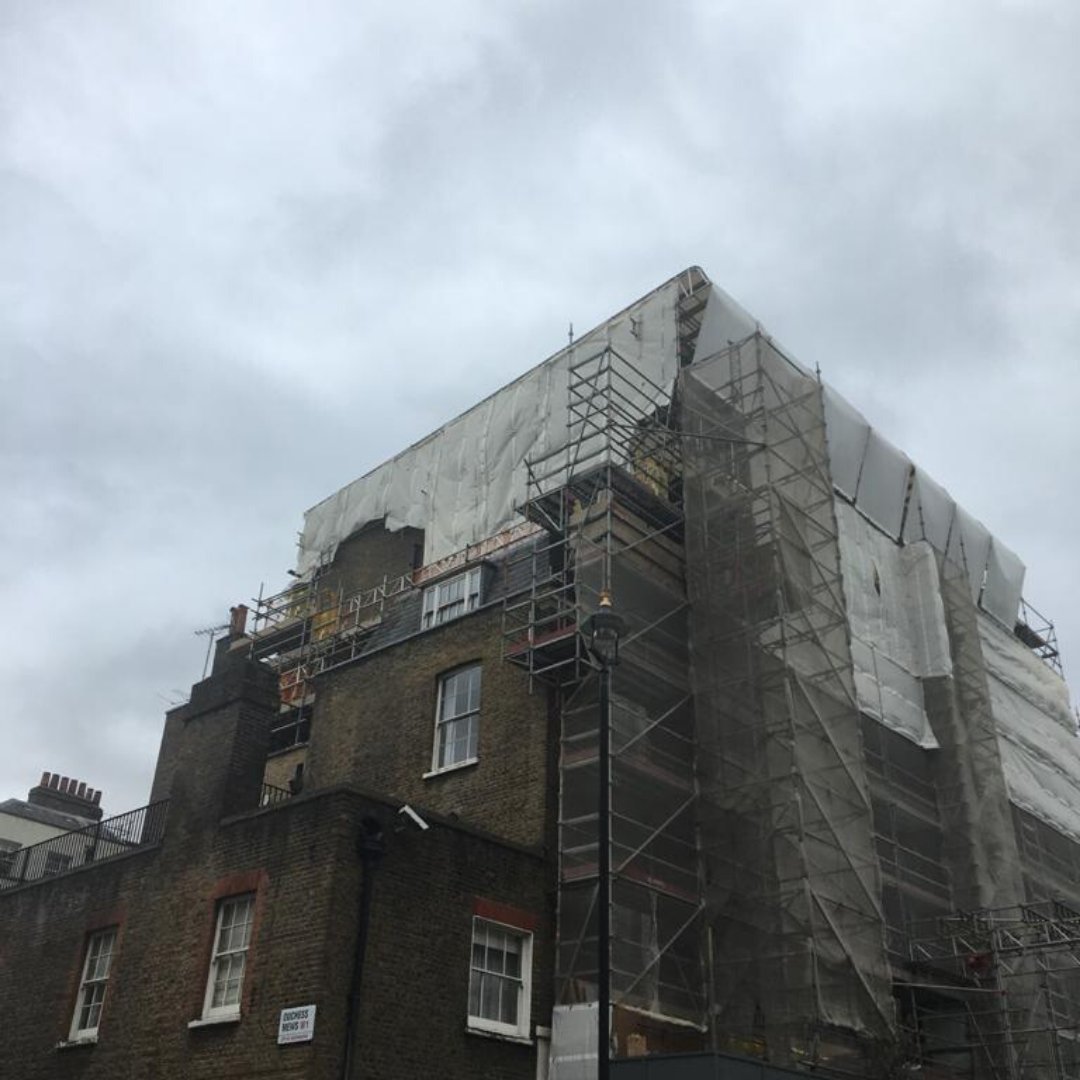 A_S_Ramsay's tweet photo. External repair of a Grade 2* listed building , London. A S Ramsay BLOCK will carry out extensive repairs in liaison with #conservationarchitect ,local authority and building surveyor.  Tuck pointing, lime render repairs, ornate cornice details, #doffcleaning 

#blockmanagement https://t.co/vSwjWck1mg