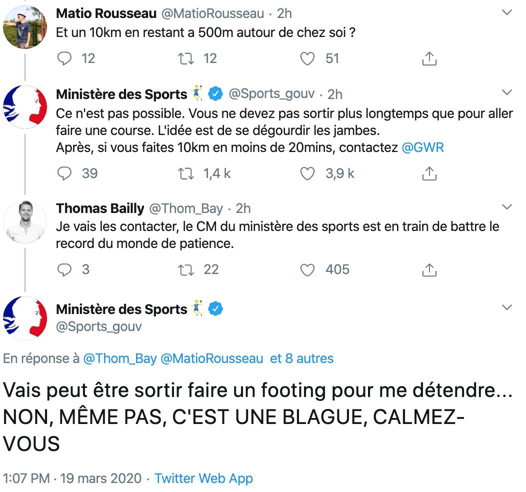 MeteauBenoit's tweet image. Beaucoup de courage au(x) CM du @Sports_gouv qui n'a jamais sûrement jamais autant dû se mobiliser qu'en cette période et qui le fait avec Humour !!