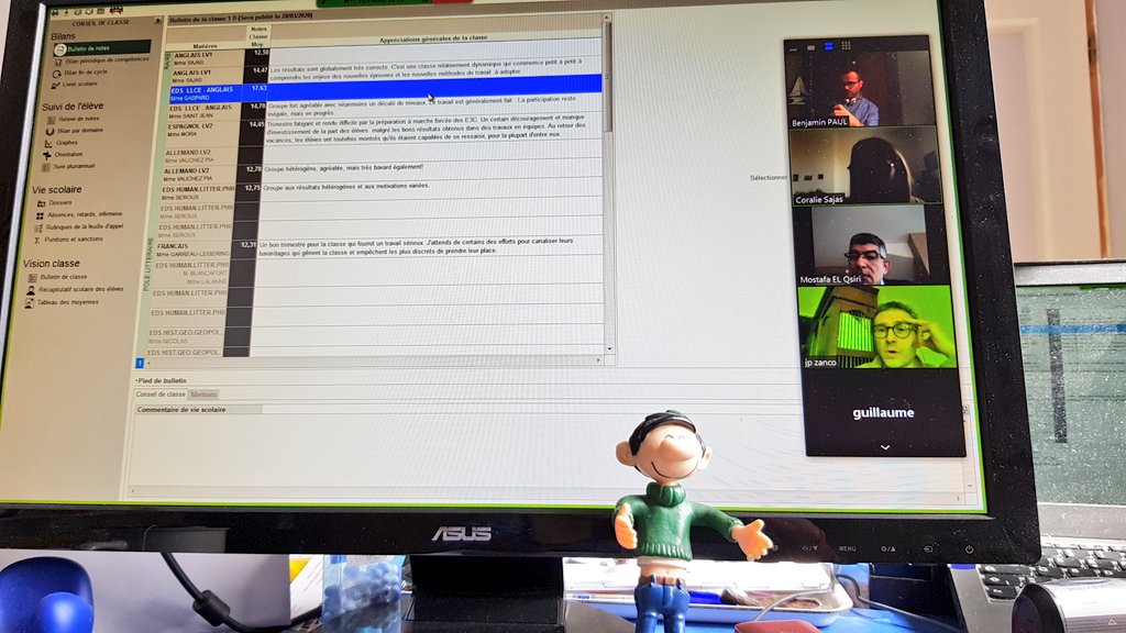 benjapaul32's tweet photo. Premiers conseil de classe en visio. 
#PasSiMal pour une première 😉
🙏 aux parents, élèves et enseignants-CPE pour leur présence.
👍 à la professeure principale pour la préparation. #ContinuitePedagogique https://t.co/SALLuERfaO