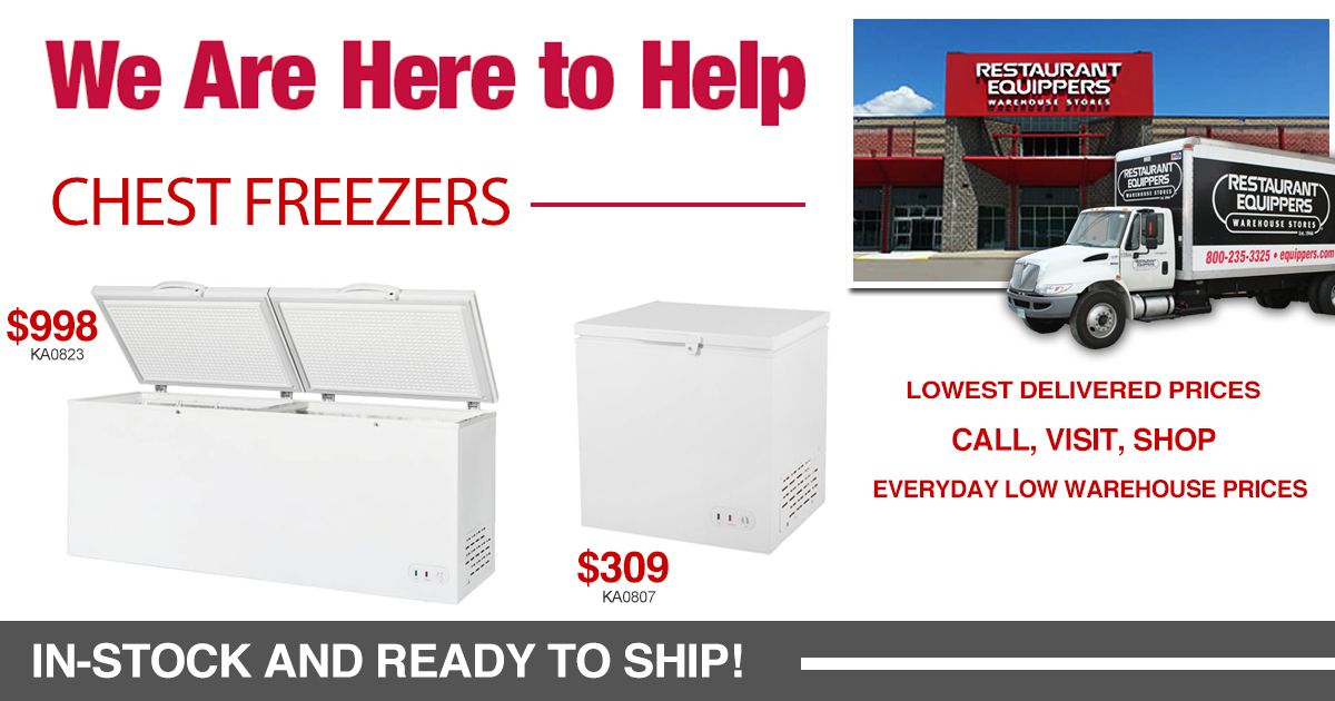 Chest Freezers, In-Stock and Ready to Ship! Open To The Public, Restaurant Equippers is Here To Help for your Freezer Food Storage Needs. Shop Online Today! equippers.com/freezers #Freezer #Frozen #FrozenFoods