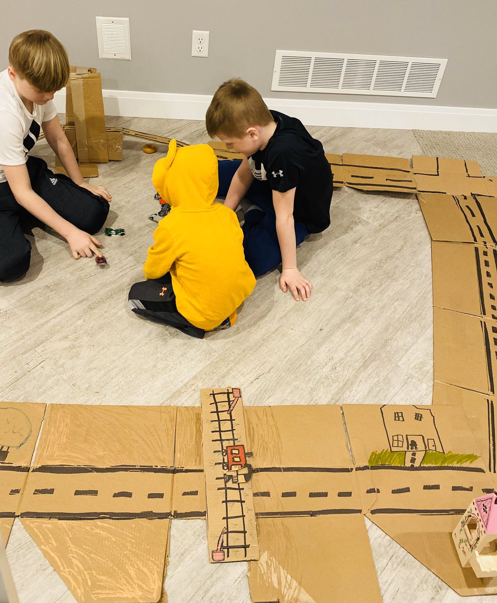 Creative time with the little cousins as dad works on emails.