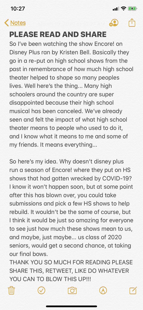 addie_lane_44's tweet photo. CALLING ALL THEATER HS KIDS EVERYWHERE!!! Please read and share this and tag @disneyplus and @KristenBell ! I think they really need to see this! Please help me out!!! https://t.co/f8RLYZ7mZw